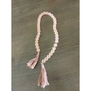 Handcrafted Decorative Frosted Bead Garland With Jute Tassels For Boho Chic Home